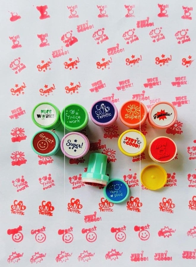 MSGH Stamps For Kids | Set Of 10 Stamp - Also Can Be Used As Pencil Tops - Prefect Gift For Teachers Parents And Students (Welldone Stamp), Multicolor - Image 1